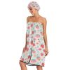 Bulletgxll Watercolor Strawberry Women's Shower Wrap Towel Set of 3 Adjustable Spa Body Wrap Super Absorbent Bathrobe with Hair Towel & Headband view 3