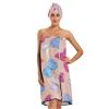 Bulletgxll Butterflies Women's Shower Wrap Towel Set of 3 Adjustable Spa Body Wrap Super Absorbent Bathrobe with Hair Towel & Headband view 1