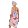 Bulletgxll Butterflies Women's Shower Wrap Towel Set of 3 Adjustable Spa Body Wrap Super Absorbent Bathrobe with Hair Towel & Headband view 2