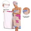 Bulletgxll Butterflies Women's Shower Wrap Towel Set of 3 Adjustable Spa Body Wrap Super Absorbent Bathrobe with Hair Towel & Headband view 4