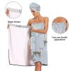 Bulletgxll Deer and Trees Women's Shower Wrap Towel Set of 3 Adjustable Spa Body Wrap Super Absorbent Bathrobe with Hair Towel & Headband view 4