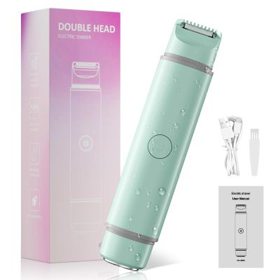 Bikini Trimmer for Women - 2 in 1multifunctional Painless Electric Razors for Women,Rechargeable Dual Head Electric Shaver for Lady Bikini Underarm,Body,Leg,Hair Remove Portable Travel,Womens Gift