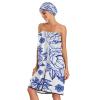 Bulletgxll Vintage Floral Women's Shower Wrap Towel Set of 3 Adjustable Spa Body Wrap Super Absorbent Bathrobe with Hair Towel & Headband view 3