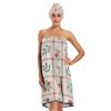 Bulletgxll Garden Berry Checked Women's Shower Wrap Towel Set of 3 Adjustable Spa Body Wrap Super Absorbent Bathrobe with Hair Towel & Headband view 1