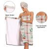 Bulletgxll Garden Berry Checked Women's Shower Wrap Towel Set of 3 Adjustable Spa Body Wrap Super Absorbent Bathrobe with Hair Towel & Headband view 4