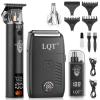 Electric Foil Shaver for Men 3-Piece Grooming Kit with Floating Blades & LED Display, IPX7 Waterproof Wet/Dry Beard Trimmer, Cordless Rechargeable Electric Razor for Travel (Black) view 1