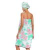 Bulletgxll Floral Women's Shower Wrap Towel Set of 3 Adjustable Spa Body Wrap Super Absorbent Bathrobe with Hair Towel & Headband view 2