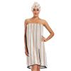Bulletgxll Netural Beige White Stripes Women's Shower Wrap Towel Set of 3 Adjustable Spa Body Wrap Super Absorbent Bathrobe with Hair Towel & Headband view 1