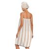 Bulletgxll Netural Beige White Stripes Women's Shower Wrap Towel Set of 3 Adjustable Spa Body Wrap Super Absorbent Bathrobe with Hair Towel & Headband view 2