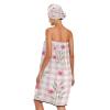 Bulletgxll Elegant Floral Checked Women's Shower Wrap Towel Set of 3 Adjustable Spa Body Wrap Super Absorbent Bathrobe with Hair Towel & Headband view 2