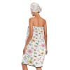 Bulletgxll Colorful Flowers Women's Shower Wrap Towel Set of 3 Adjustable Spa Body Wrap Super Absorbent Bathrobe with Hair Towel & Headband view 2