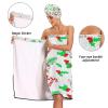 Bulletgxll Cartoon Cows Women's Shower Wrap Towel Set of 3 Adjustable Spa Body Wrap Super Absorbent Bathrobe with Hair Towel & Headband view 4