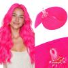 MAXITA Microlink Hair Extensions Human Hair, Hot Pink Micro Beads Hair Extensions Real Human Hair, Colored Highlight 18 Inch 25g/25 Strands/Pack Straight Hair view 1