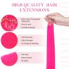 MAXITA Microlink Hair Extensions Human Hair, Hot Pink Micro Beads Hair Extensions Real Human Hair, Colored Highlight 18 Inch 25g/25 Strands/Pack Straight Hair view 3