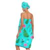 Bulletgxll Rose and Leaves Women's Shower Wrap Towel Set of 3 Adjustable Spa Body Wrap Super Absorbent Bathrobe with Hair Towel & Headband view 2