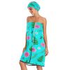 Bulletgxll Rose and Leaves Women's Shower Wrap Towel Set of 3 Adjustable Spa Body Wrap Super Absorbent Bathrobe with Hair Towel & Headband view 3