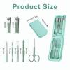 7 Pcs Manicure Pedicure Set Stainless Steel Nail Clippers Pedicure Kit Professional Nail Care Beauty Tools with Portable Zipper Pack Travel Essentials Manicure Pedicures Kit for Men and Women (Green) view 2