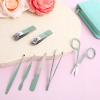 7 Pcs Manicure Pedicure Set Stainless Steel Nail Clippers Pedicure Kit Professional Nail Care Beauty Tools with Portable Zipper Pack Travel Essentials Manicure Pedicures Kit for Men and Women (Green) view 4