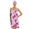 Bulletgxll Cute Bows Rbbons Women's Shower Wrap Towel Set of 3 Adjustable Spa Body Wrap Super Absorbent Bathrobe with Hair Towel & Headband view 1