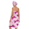 Bulletgxll Cute Bows Rbbons Women's Shower Wrap Towel Set of 3 Adjustable Spa Body Wrap Super Absorbent Bathrobe with Hair Towel & Headband view 2