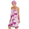 Bulletgxll Cute Bows Rbbons Women's Shower Wrap Towel Set of 3 Adjustable Spa Body Wrap Super Absorbent Bathrobe with Hair Towel & Headband view 3