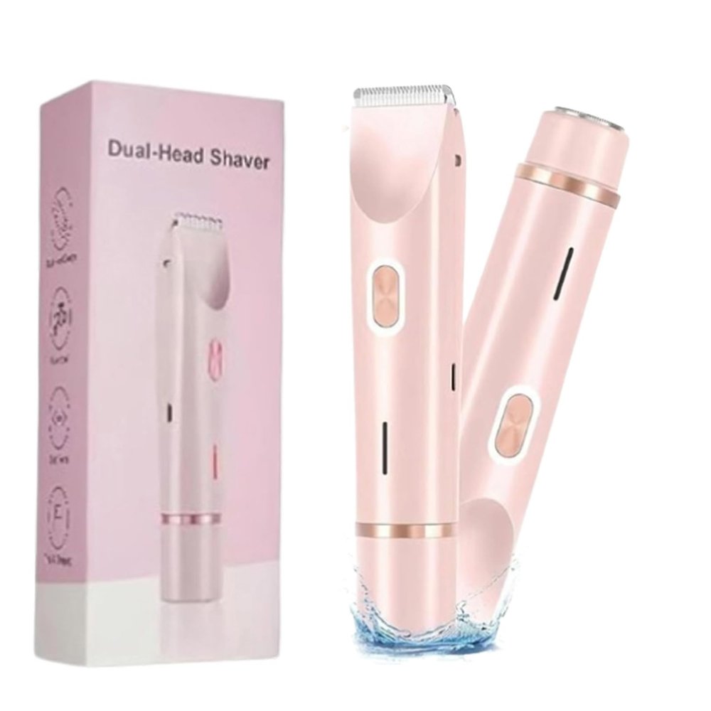 Dual Head Shaver Women, 2 in 1 Women Electric Shaver Dual Head Bikini Trimmer, Wet & Dry Use Hair Removal