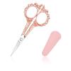 Professional Grooming Mini Scissor, Eyebrow Scissors for Women, Stainless Steel Nose Hair Trimming Scissors for Facial Hair, Eyebrows, Beard, Ear, Nose, Moustache (Gold Pink, Patterned) view 1