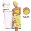Bulletgxll Vibrant Flowers Women's Shower Wrap Towel Set of 3 Adjustable Spa Body Wrap Super Absorbent Bathrobe with Hair Towel & Headband view 4