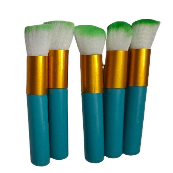 Professional 10-Piece Makeup Brush Set, Teal with Gold Ferrule, Green-Tipped Synthetic Bristles for Cosmetic Application,professional makeup brush set