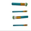 Professional 10-Piece Makeup Brush Set, Teal with Gold Ferrule, Green-Tipped Synthetic Bristles for Cosmetic Application,professional makeup brush set view 4