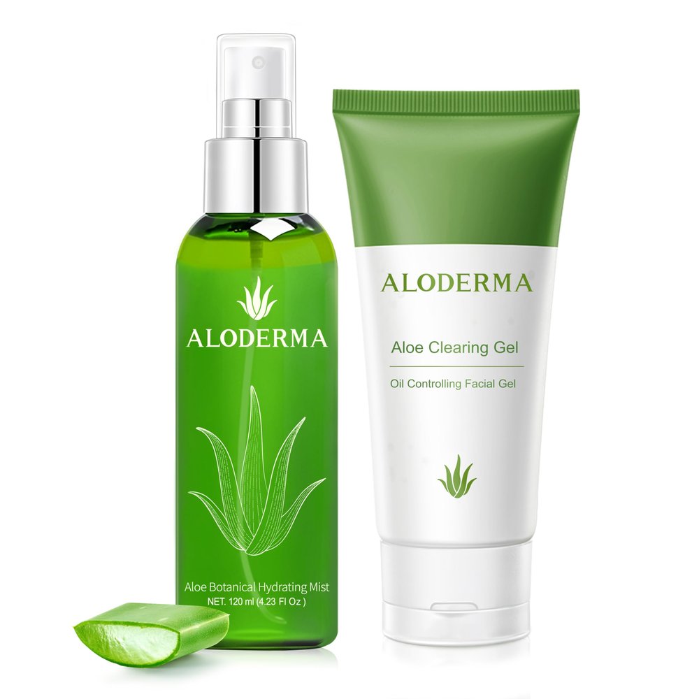 Aloderma Aloe Hydrating Set - Aloe Oil Controlling Gel, Botanical Hydrating Mist