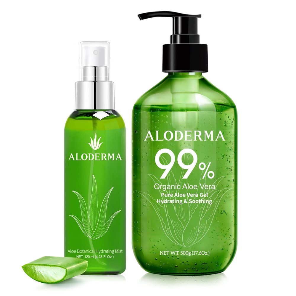 Aloderma Aloe Hydrating Set - Botanical Hydrating Mist, Pure Aloe Vera Gel
