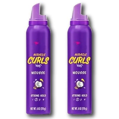 (2 pack) Aussiie Miracle Curls Styling Mousse with Coconut & Jojoba Oil, for Curly Hair, Unisex 6.0 oz