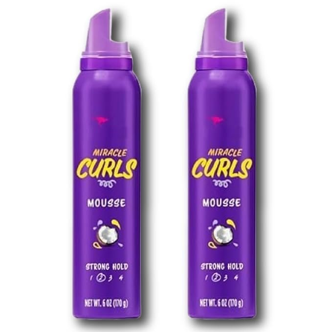 (2 pack) Aussiie Miracle Curls Styling Mousse with Coconut & Jojoba Oil, for Curly Hair, Unisex 6.0 oz