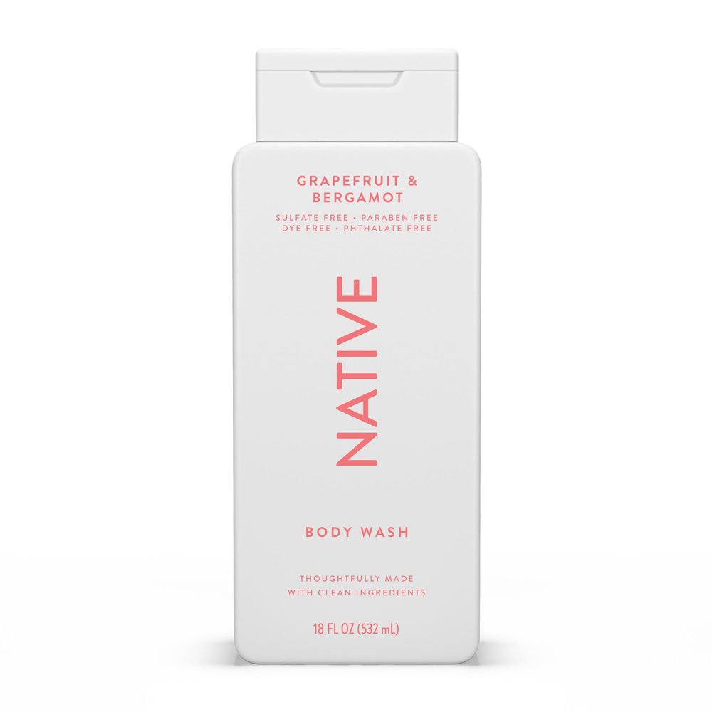 Native Body Wash Contains Naturally Derived Ingredients | For Women & Men, Sulfate, Paraben, & Dye Free Leaving Skin Soft and Hydrating | Grapefruit & Bergamot 18 oz