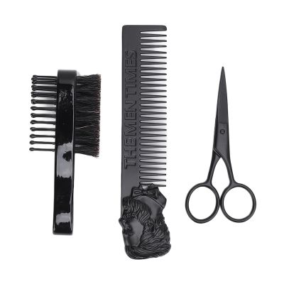 Brrnoo Men Grooming Kit Double Sided Zinc Alloy Beard Comb & Hair Brush for Styling Portable Beard & Hair Grooming Set with Scissors and Storage Bag