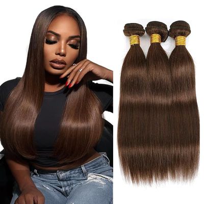 Color #4 Human Hair Chocolate Brown Straight 3 Bundles 26 28 30 Inch