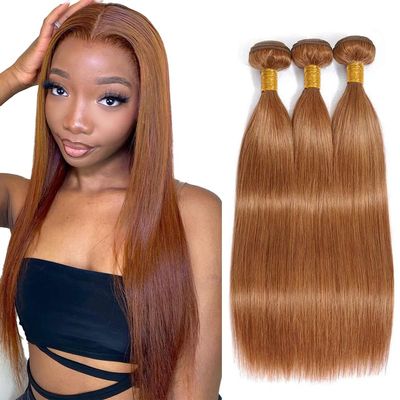 24 26 28 Inch Color #30 Straight Bundle Human Hair Light Brown Bundles 10A Grade Unprocessed Brazilian Virgin Color 30 Bundles Human Hair Extensions for Women