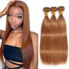 24 26 28 Inch Color #30 Straight Bundle Human Hair Light Brown Bundles 10A Grade Unprocessed Brazilian Virgin Color 30 Bundles Human Hair Extensions for Women view 1