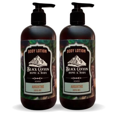 Black Canyon Absinthe Scented Body Lotion with Lanolin and Jojoba Oil, 12 Oz (2 Pack)