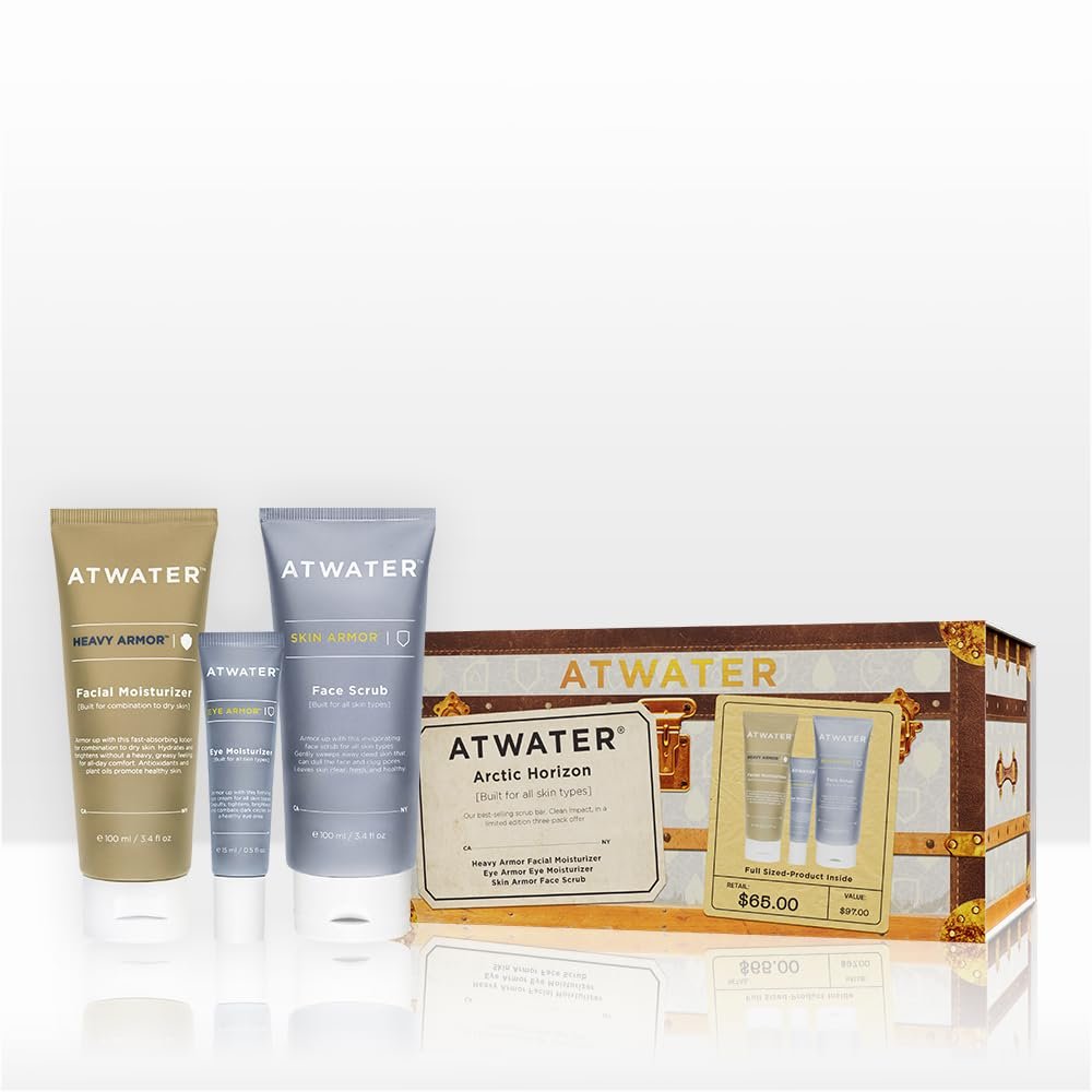 ATWATER Arctic Horizon Holiday 2025 Gift Set  Mens 3-Piece Skincare Kit with Face Scrub, Eye Cream & Moisturizer, Limited-Edition Winter Hydration