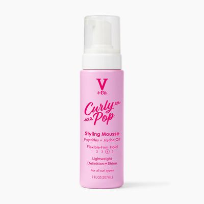 V&CO. Curly Pop Curl Defining Mousse Curl Mousse for Curly Hair, Curling, Anti Frizz & Moisturizing Hair Care with Peptides & Jojoba Oil, 7 oz