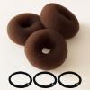 3 Pcs Brown Hair Bun Maker - Hair Donut Set for Kids Girls Women(Medium) 3 Elastic Bands, Hair Donut Bun Maker Tool for Short and Thin Hair Crown Shapers Accessories (3 Inch) view 1