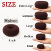 3 Pcs Brown Hair Bun Maker - Hair Donut Set for Kids Girls Women(Medium) 3 Elastic Bands, Hair Donut Bun Maker Tool for Short and Thin Hair Crown Shapers Accessories (3 Inch) view 2