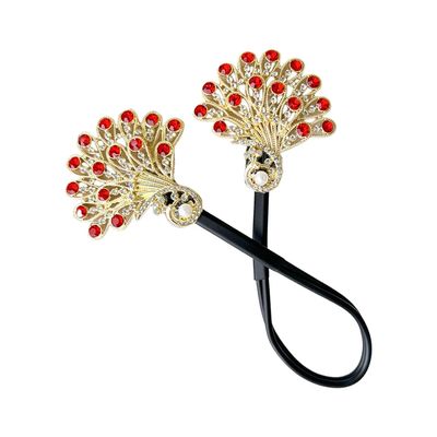 Elegant Leaf Hair Bun Holder with Crystal Filigree for Women Girl for Ethnical Thai Headpieces Hair Jewelry (spreads its)