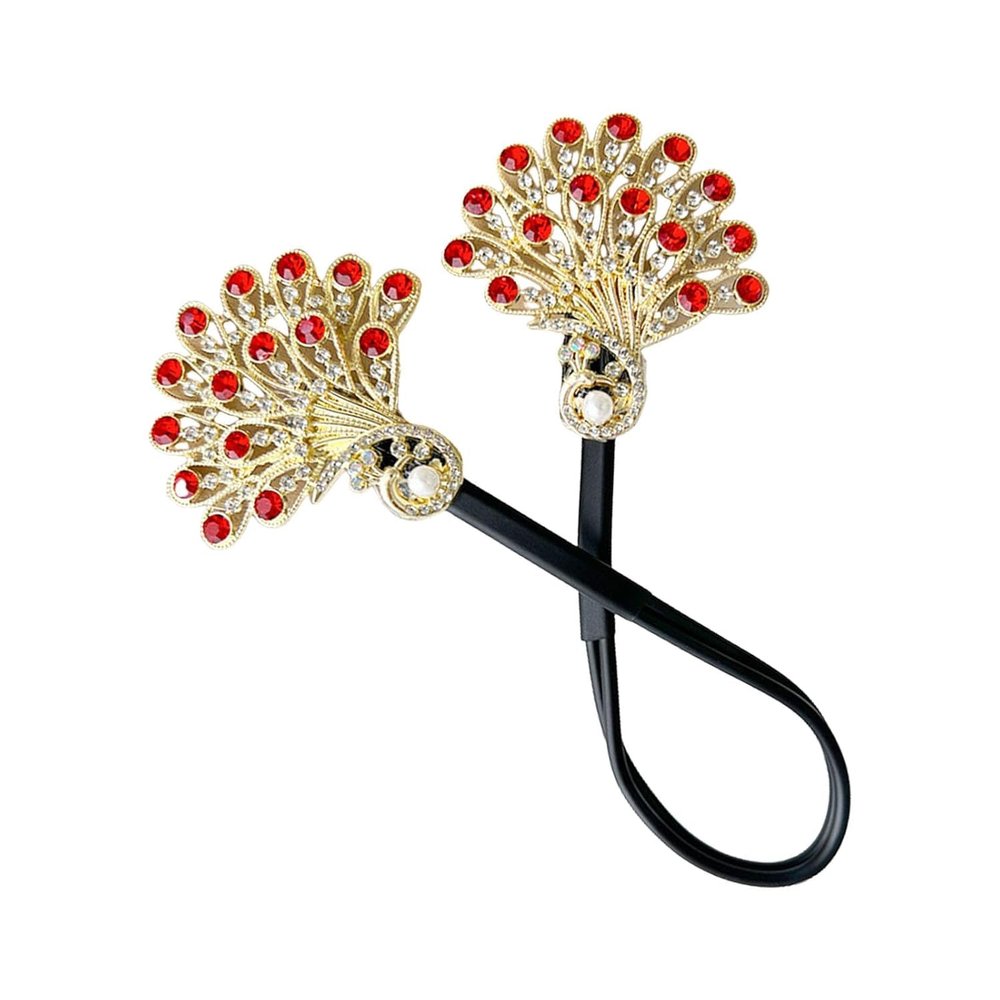 Elegant Leaf Hair Bun Holder with Crystal Filigree for Women Girl for Ethnical Thai Headpieces Hair Jewelry (spreads its)