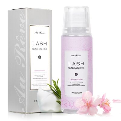 AuReve Lash Shampoo Concentrate 100ml Lash Extension Cleanser Oil-Free Eyelash Extension Shampoo with Salon Home Care -Makes 20 Bottles 60ml Lash Shampoo,Cherry Blossoms