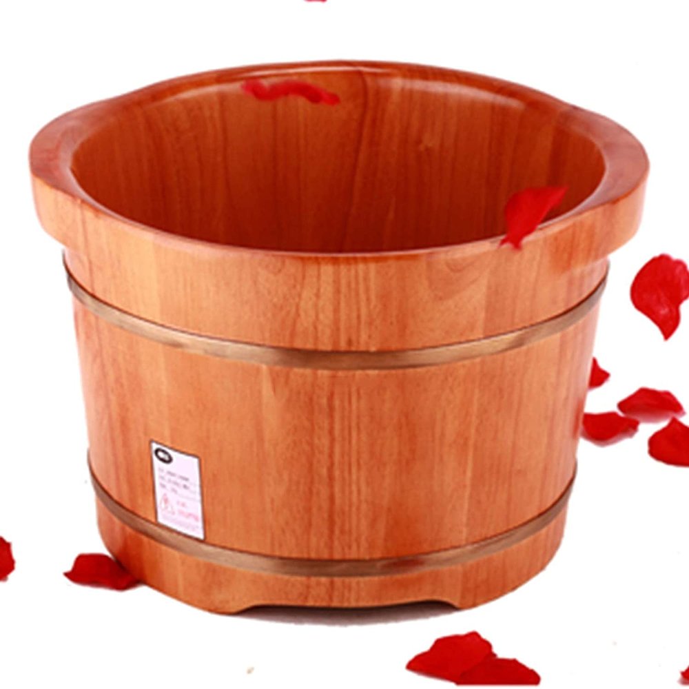 XYIANG Foot Spa Wooden Barrel Wooden Foot Basin Home Foot Bath Basin Wood Foot Tub Pedicure Barrel 26Cm High Oak Soaking Bucket Footbath Wash Improve Sleep(A Tub)