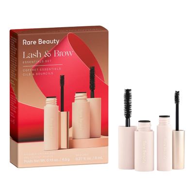 Rare Lash & Brow Essentials Set  Mini Volumizing Mascara and Clear Lifting Brow Gel Duo for Fuller Lashes and Sculpted Brows