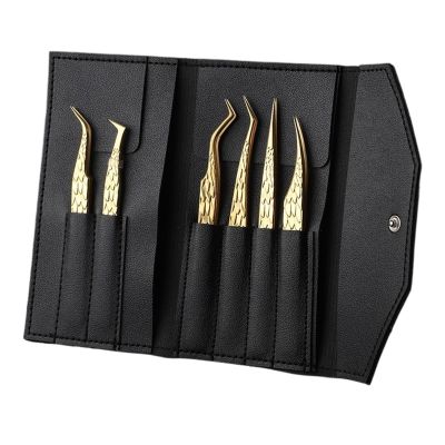 6 Pcs High-Precision False Eyelash Tweezers Set for Beginners - Perfect for Fake Eyelash Extensions, Individual Curved Strip, Nail Art & Makeup Tool(A)
